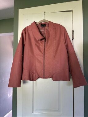 Signature Studio Dusty Rose Leather Zip-Front Jacket